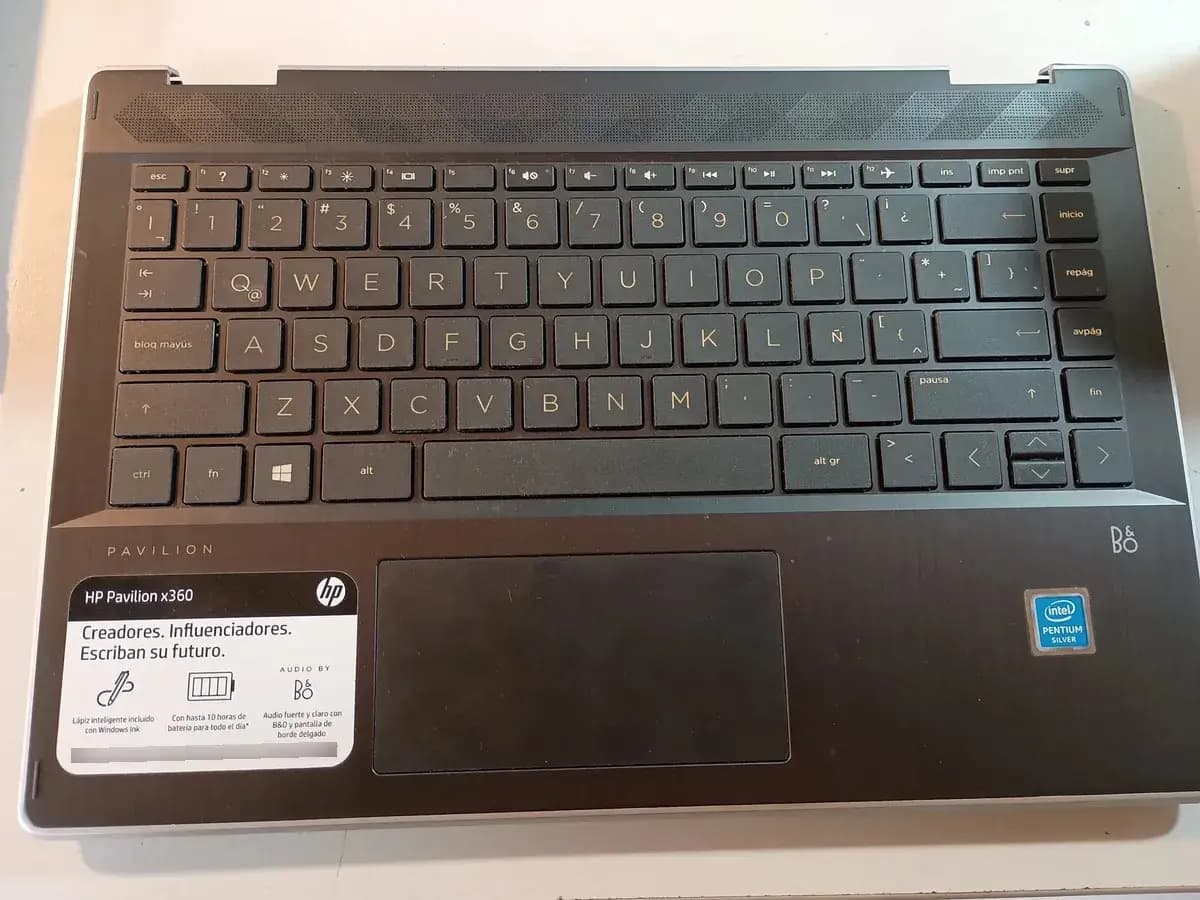 Carcasa Notebook Hp X360 14-dh0021la Base + Teclado + Mother Negro