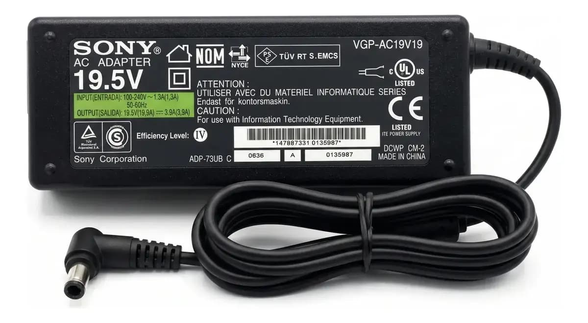Cargador Original Sony Vaio 75w 19.5v 3.9a Vgp-ac19v19 Negro
