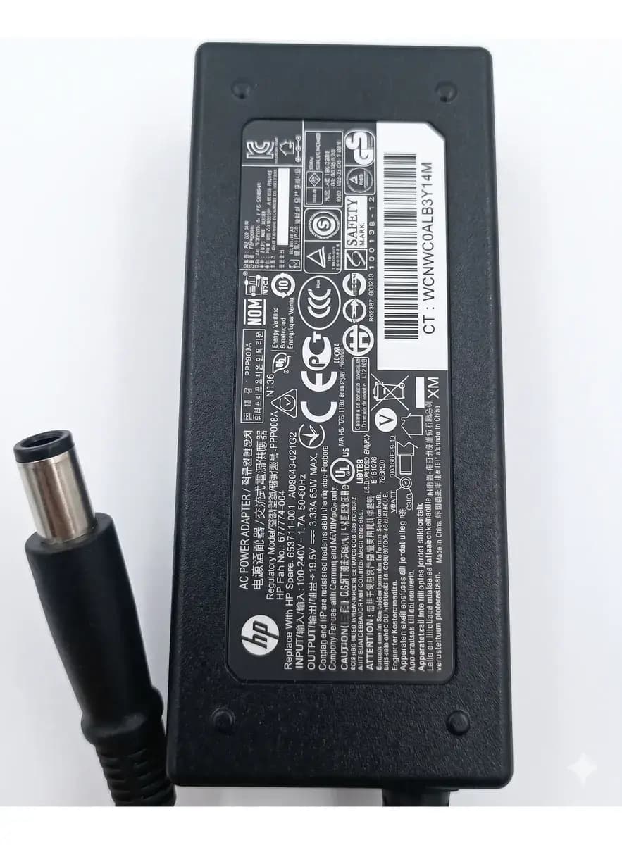 Cargador Original Hp 65w 19.5v 3.33a Pin Grueso 7.4mm Usado Negro