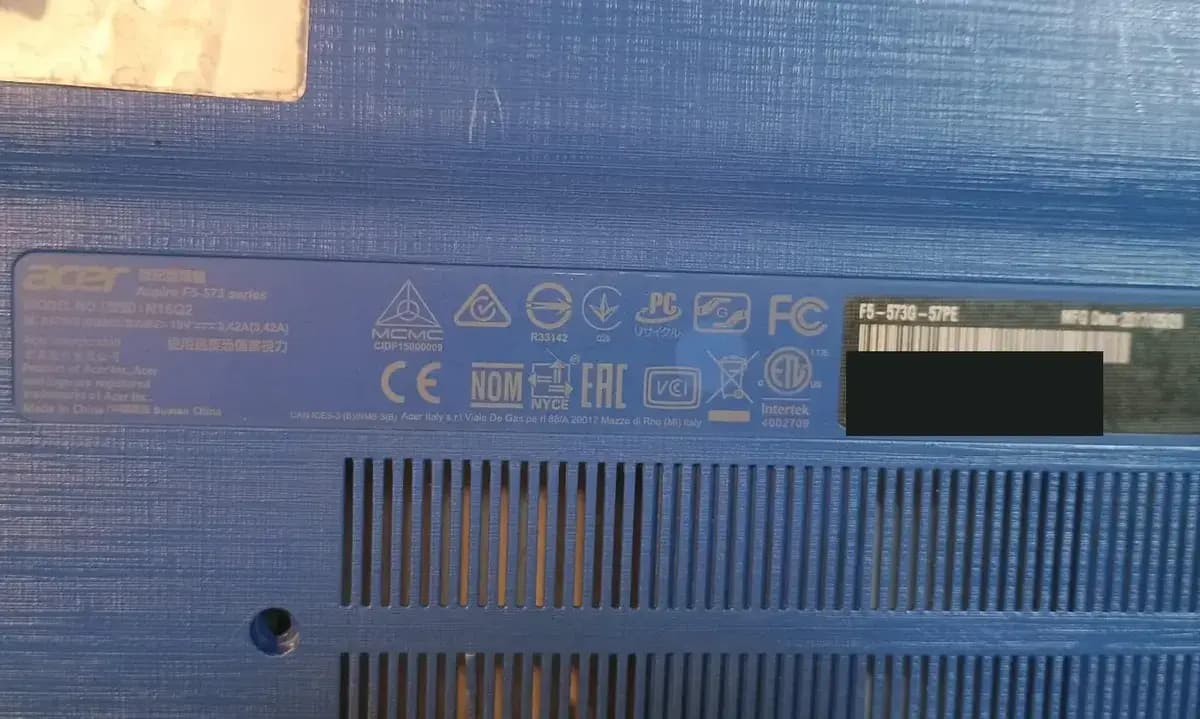 Carcasa Base Inferior Acer Aspire F5-573g N16q2 Azul