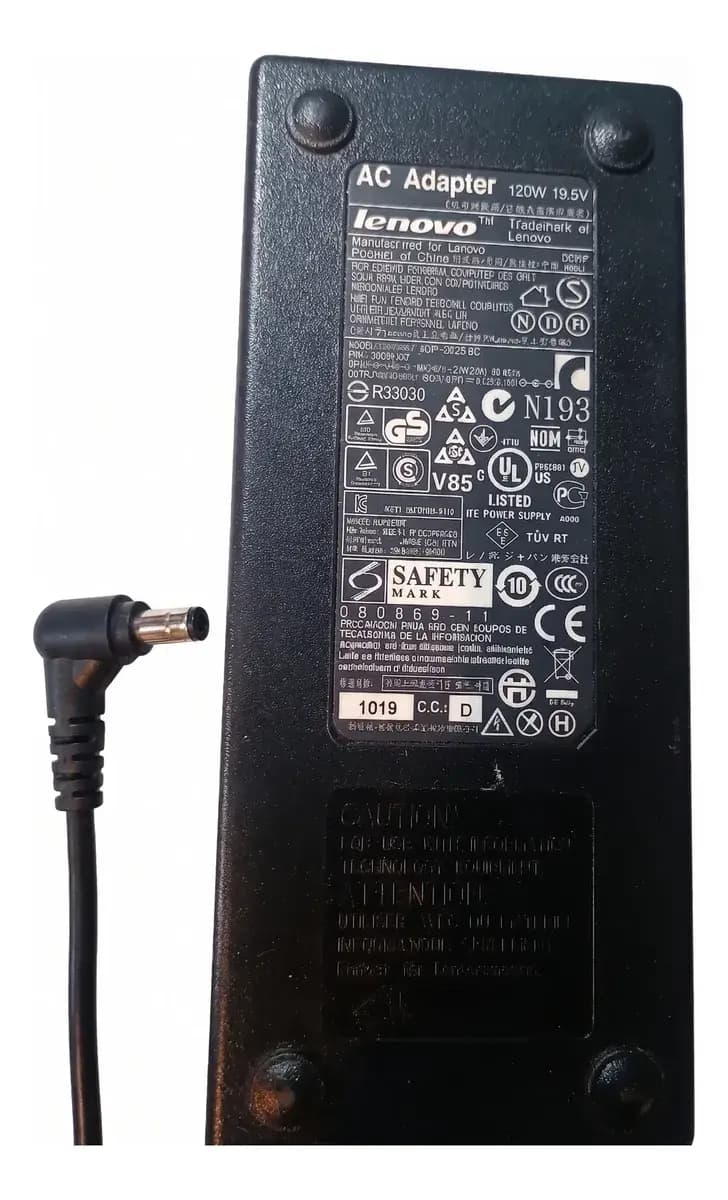 Cargador Original Lenovo 120w 19.5v 6.15a Pin 5.5mm Usado Negro