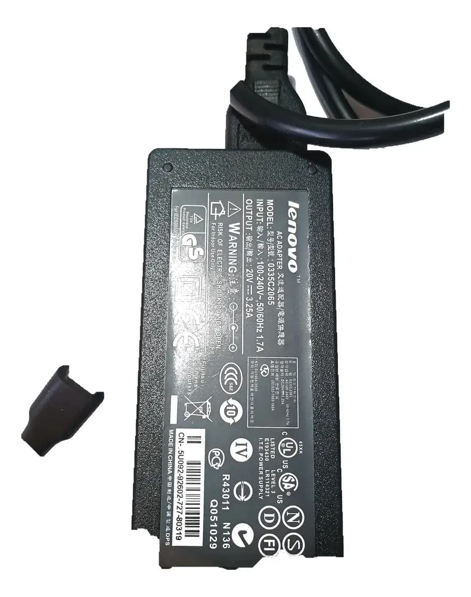 Cargador Lenovo Original Usb-c 65w 20v 3.25a 0335c2065 Negro