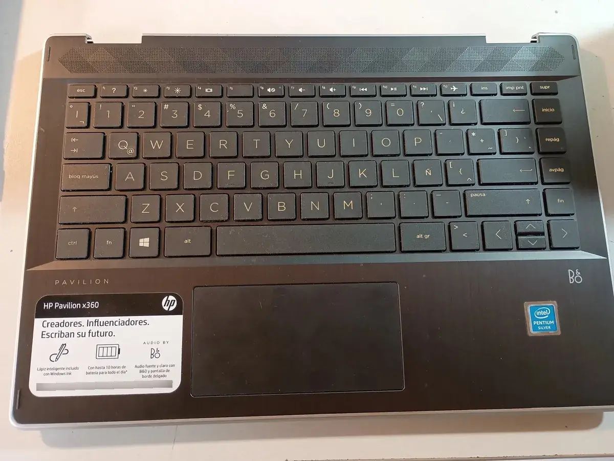 Carcasa Notebook Hp X360 14-dh0021la Base + Teclado + Mother Negro