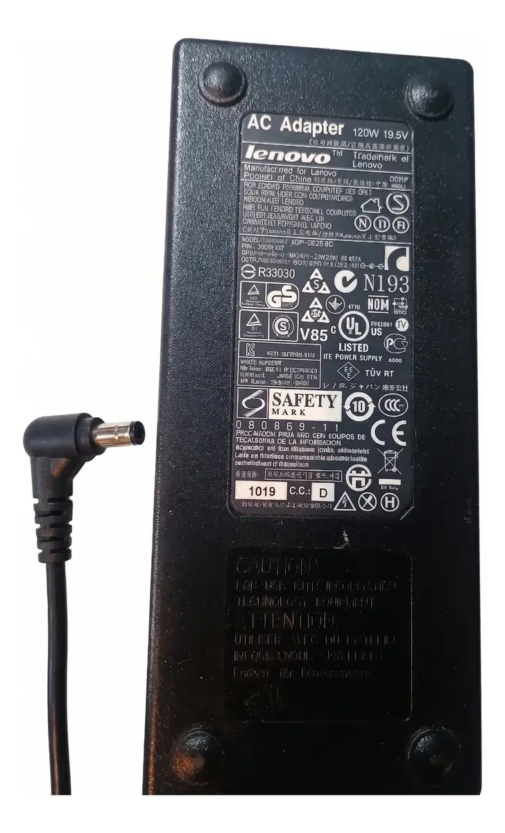 Cargador Original Lenovo 120w 19.5v 6.15a Pin 5.5mm Usado Negro