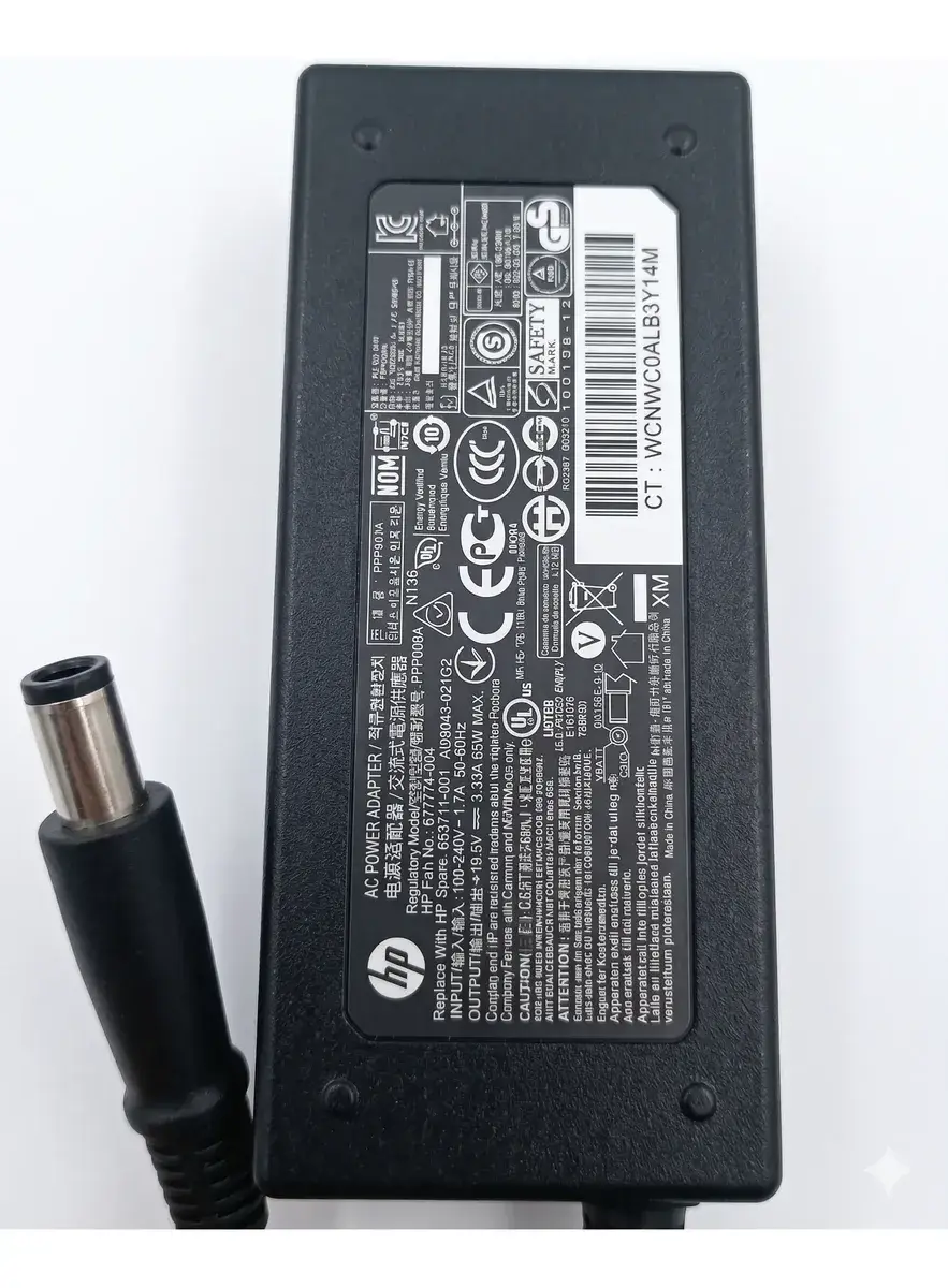 Cargador Original Hp 65w 19.5v 3.33a Pin Grueso 7.4mm Usado Negro
